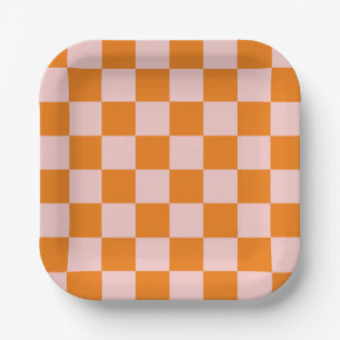 Chequered Halloween Retro Paper Plate