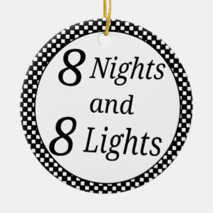 Chequered Hanukkah Ceramic Tree Decoration