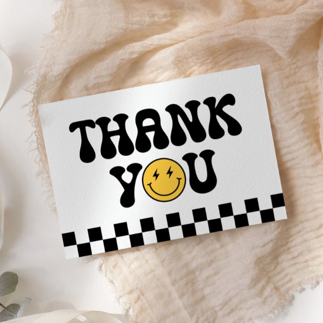 Chequered Happy Face Birthday Thank You Card (Creator Uploaded)