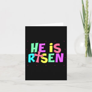 Chequered He Is Risen Jesus Christian Easter Kids  Card