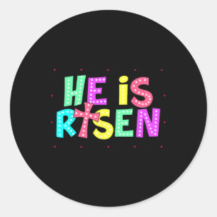 Chequered He Is Risen Jesus Christian Easter Kids  Classic Round Sticker