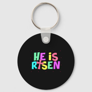 Chequered He Is Risen Jesus Christian Easter Kids  Key Ring