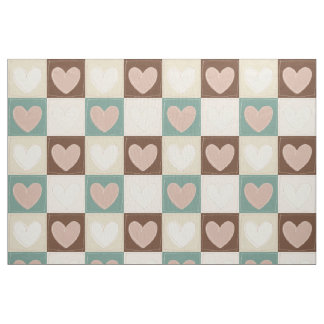 Chequered Heart Grid Fabric