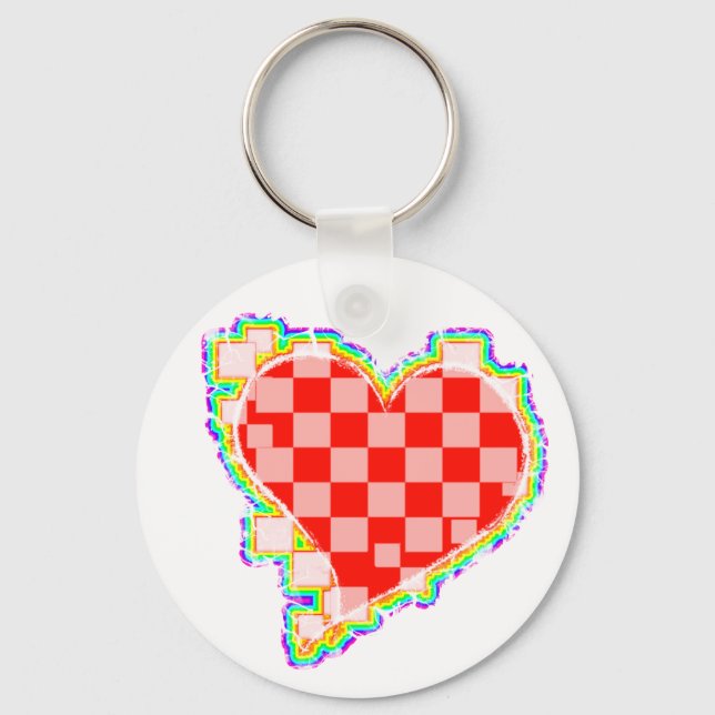 chequered heart. key ring (Front)