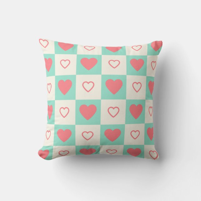 Chequered Heart Pattern Cushion (Front)