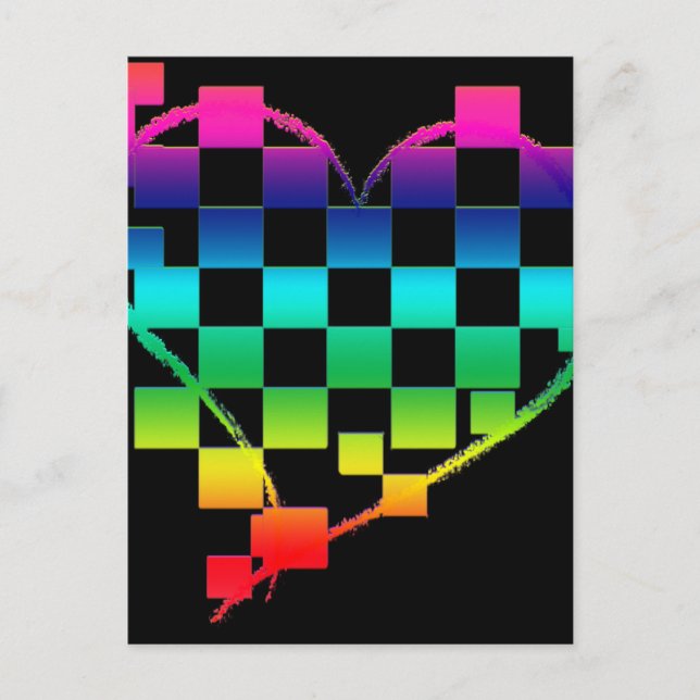chequered heart. v1. postcard (Front)