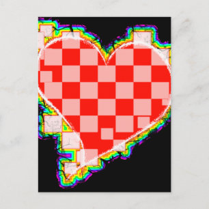 chequered heart. v2. postcard