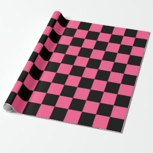Chequered Hot Pink and Black Wrapping Paper