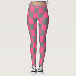 Chequered Hot Pink and Charcoal Grey Leggings