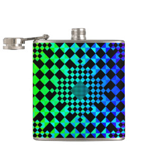 Chequered Illusion by Kenneth Yoncich Hip Flask