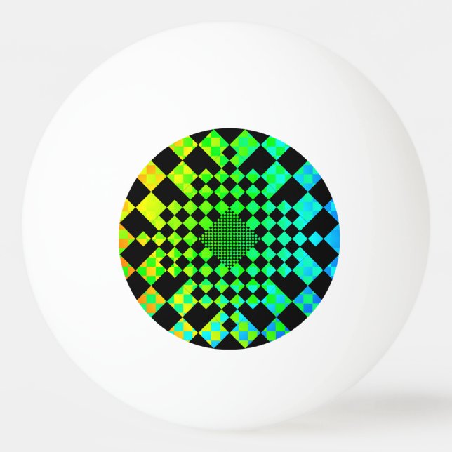 Chequered Illusion by Kenneth Yoncich Ping Pong Ball (Front)