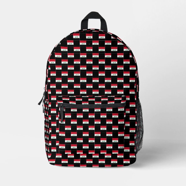 Chequered Iraq Flag Pattern  Printed Backpack (Front)