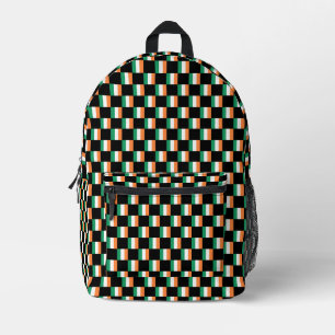 Chequered Ireland Flag Pattern Printed Backpack