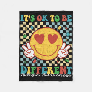 Chequered It Is Ok To Be Different Autism Awarenes Fleece Blanket
