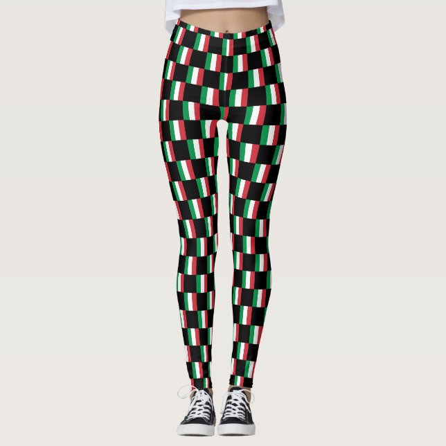 Chequered Italy Flag Pattern  Leggings (Front)