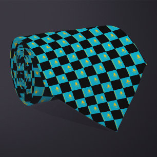 Chequered Kazakhstan Flag Pattern  Tie
