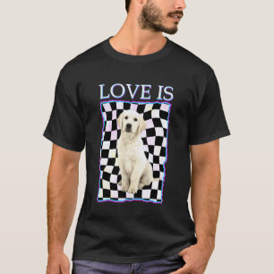 Chequered Labrador Retriever Tee Women Men White L