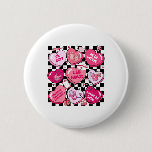 Chequered Landd Nurse Valentine Candy Heart Labour 6 Cm Round Badge