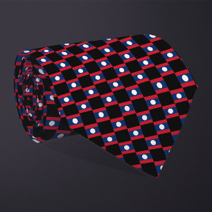 Chequered Laos Flag Pattern  Tie