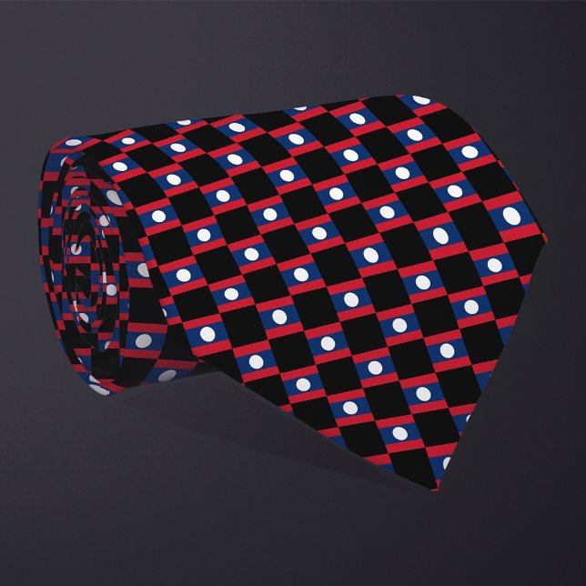 Chequered Laos Flag Pattern  Tie (Creator Uploaded)