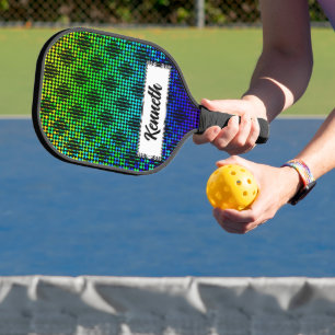 Chequered Lattice Fence by Kenneth Yoncich Pickleball Paddle
