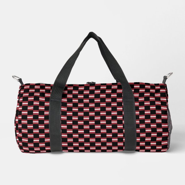 Chequered Latvia Flag Pattern  Duffle Bag (Front)