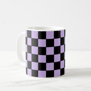 Chequered Lavender and Black Coffee Mug
