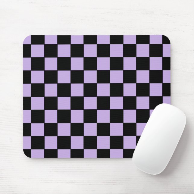 Chequered Lavender and Black  Mouse Pad (With Mouse)