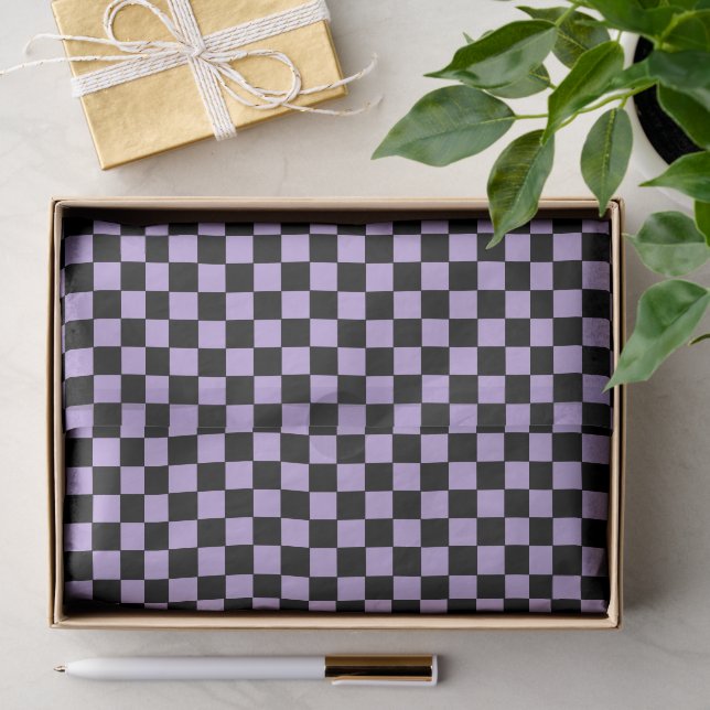 Chequered Lavender and Black  Tissue Paper (Gift)