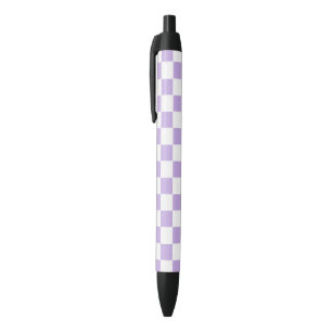 Chequered Lavender and White Black Ink Pen