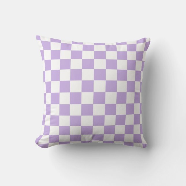 Chequered Lavender and White Cushion (Front)