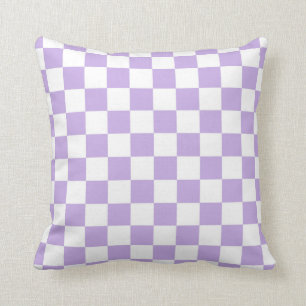 Chequered Lavender and White Cushion