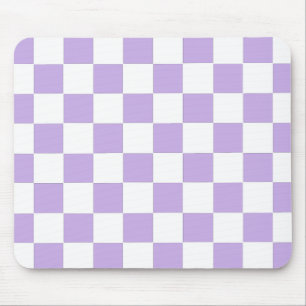 Chequered Lavender and White Mouse Pad