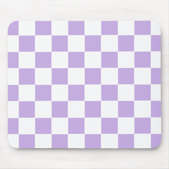 Chequered Lavender and White Mouse Pad (Front)