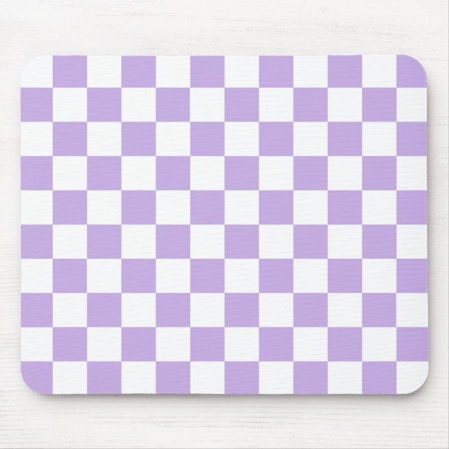 Chequered Lavender and White Mouse Pad (Front)