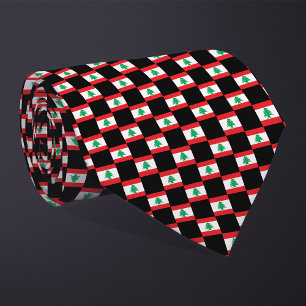Chequered Lebanon Flag Pattern Tie