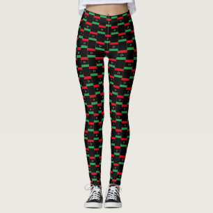 Chequered Libya Flag Pattern Leggings