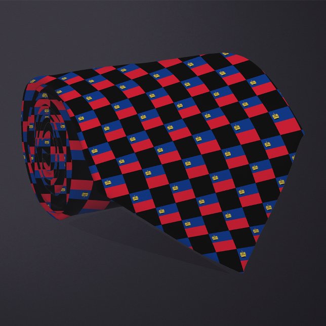 Chequered Liechtenstein Flag Pattern  Tie (Creator Uploaded)
