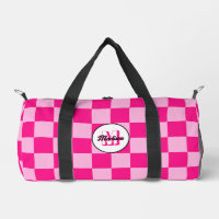 Chequered light hot pink geometric retro Monogram