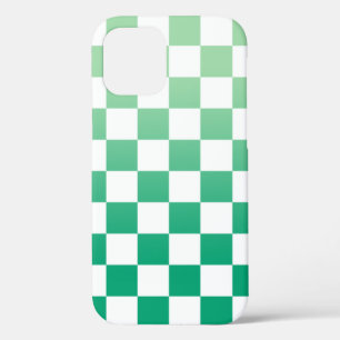 Chequered Light to Dark Green Ombré Pattern iPhone 12 Case