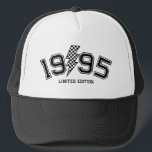 Chequered Lighting Bolt Custom Birth Year Birthday Trucker Hat<br><div class="desc">Celebrate your birthday in style with this retro chequered lightning bolt custom birthday trucker hat! Personalise it with your birth year for a unique touch. This vintage-inspired design makes a bold statement and is perfect as a cool birthday gift. Stand out and shine on your special day!</div>