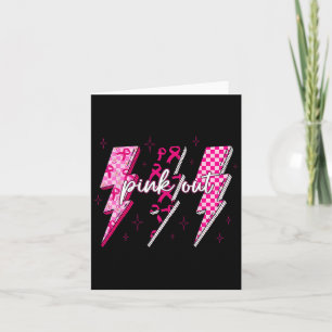 Chequered Lightning Bolt Pink Out Breast Cancer Gi Card