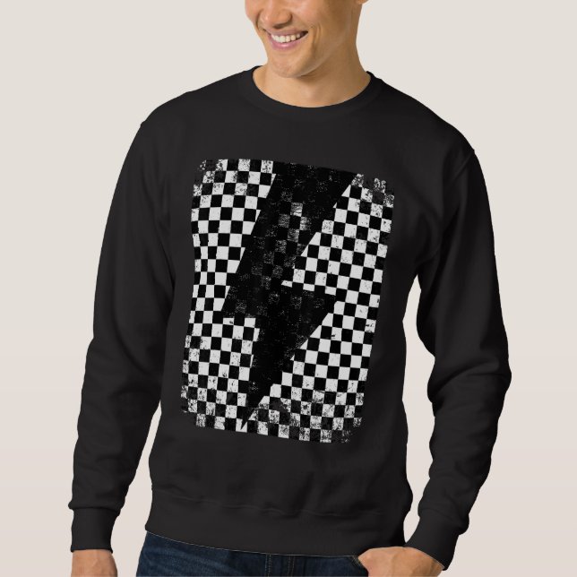 Chequered Lightning Bolt Thunder Chequerboard Grap Sweatshirt (Front)