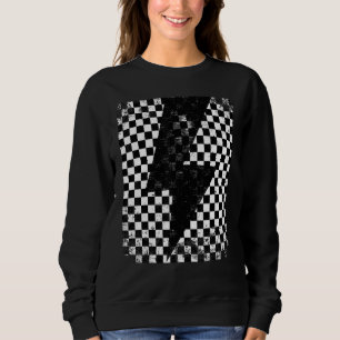 Chequered Lightning Bolt Thunder Chequerboard Grap Sweatshirt