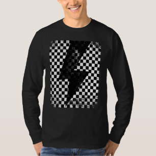 Chequered Lightning Bolt Thunder Chequerboard Grap T-Shirt