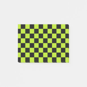 Chequered Lime Green and Black Post-it Notes