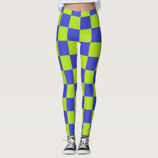 Chequered Lime Green and Blue Leggings