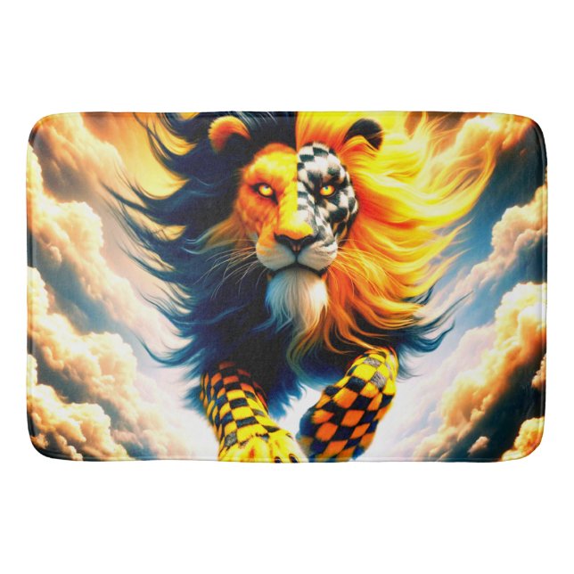Chequered Lion Bath Mat (Front)