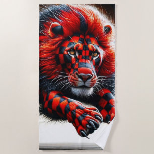 Chequered Lion Beach Towel