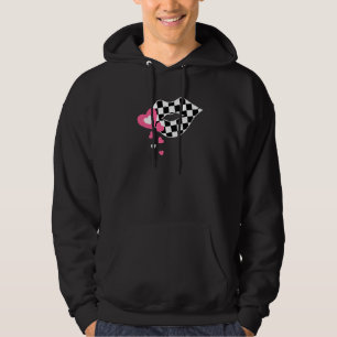 Chequered Lips Kiss Plaid Love Racing Heart Girly Hoodie
